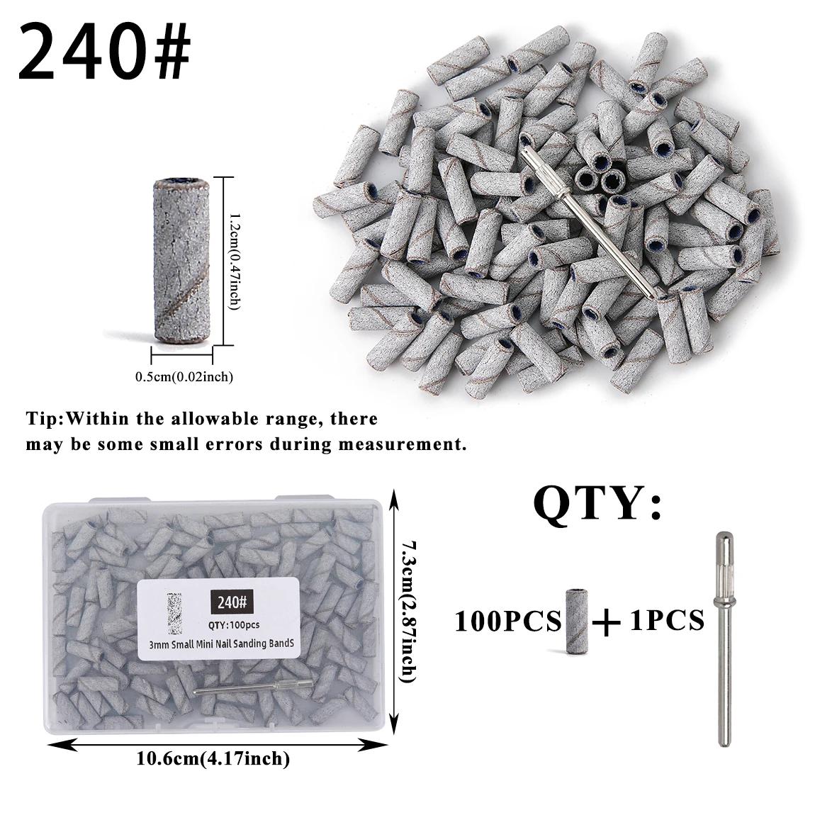 80/120/180/240 100 шт. 3 мм Маленькие Мини Шлифовальные Ленты Наборы Для Удаления Акрила и Гель-лака 240#