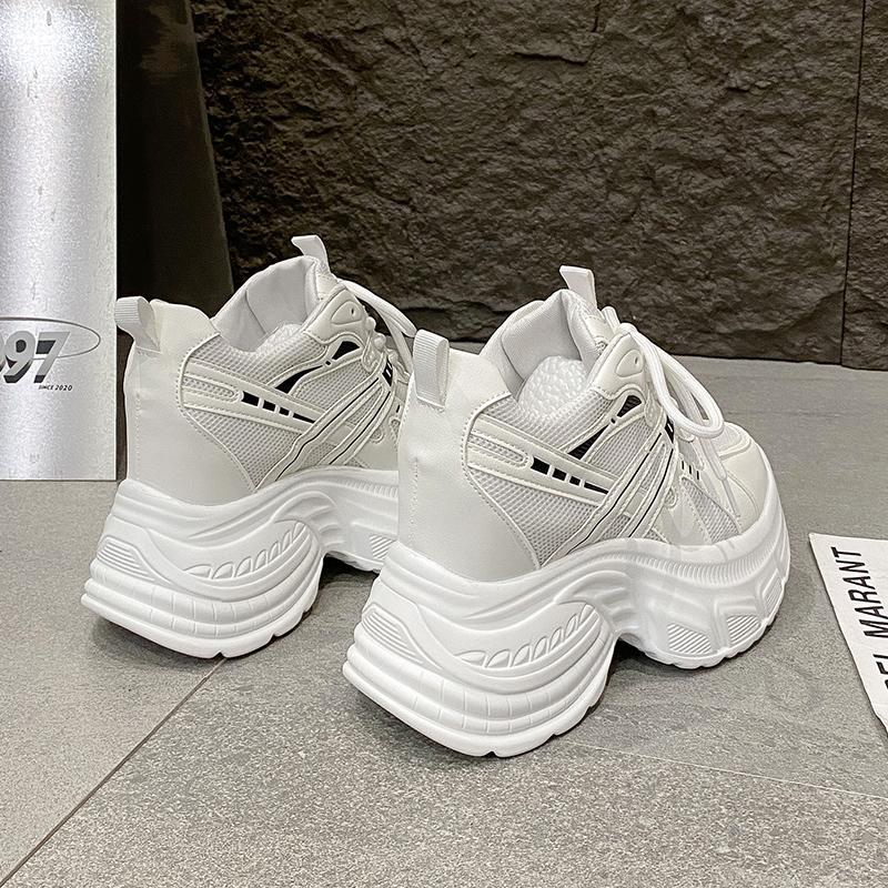 Women's Dad Shoes 2025 New Summer Breathable Mesh High Top Boost Sports Shoes Thick Bottom Heightening Net Surface Shoes