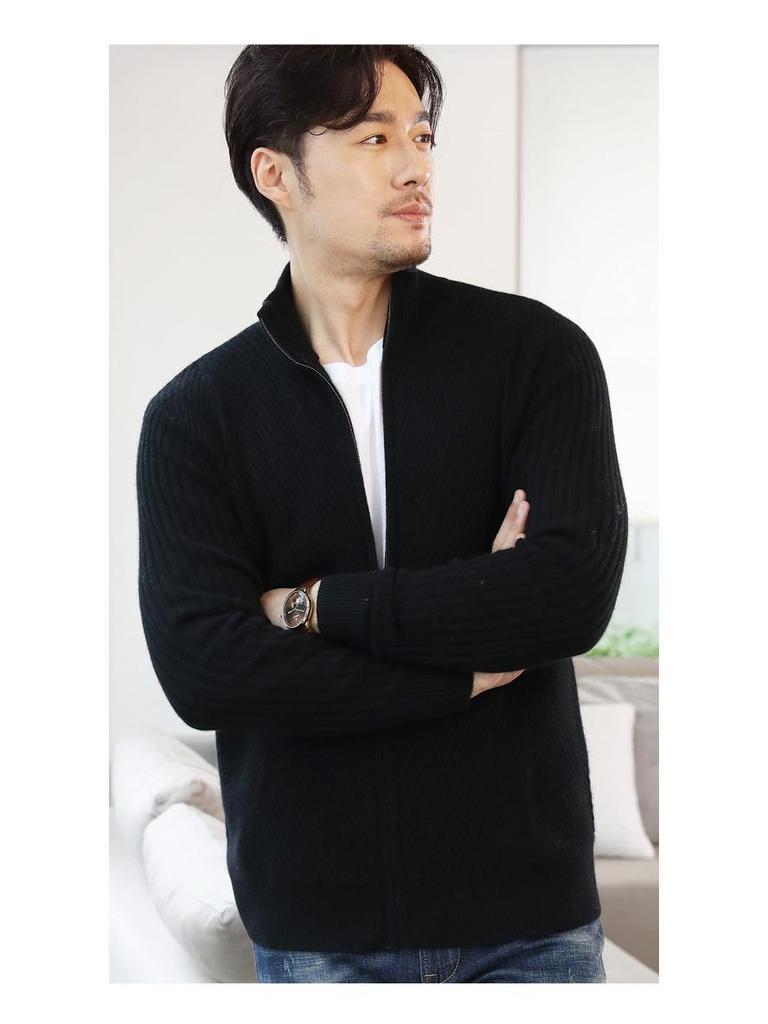 Men's Half-Zip Cashmere Wool Cardigan - Autumn/Winter Business Casual Sweater