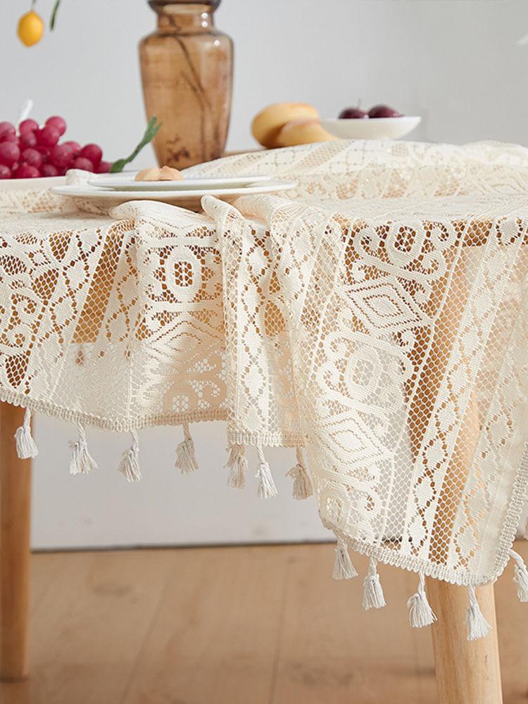 French Retro Lace Hollow Tablecloth Pastoral Style Photo Long Crochet Tablecloth Coffee Table Cover Towel Dining Table Cloth Cover Cloth