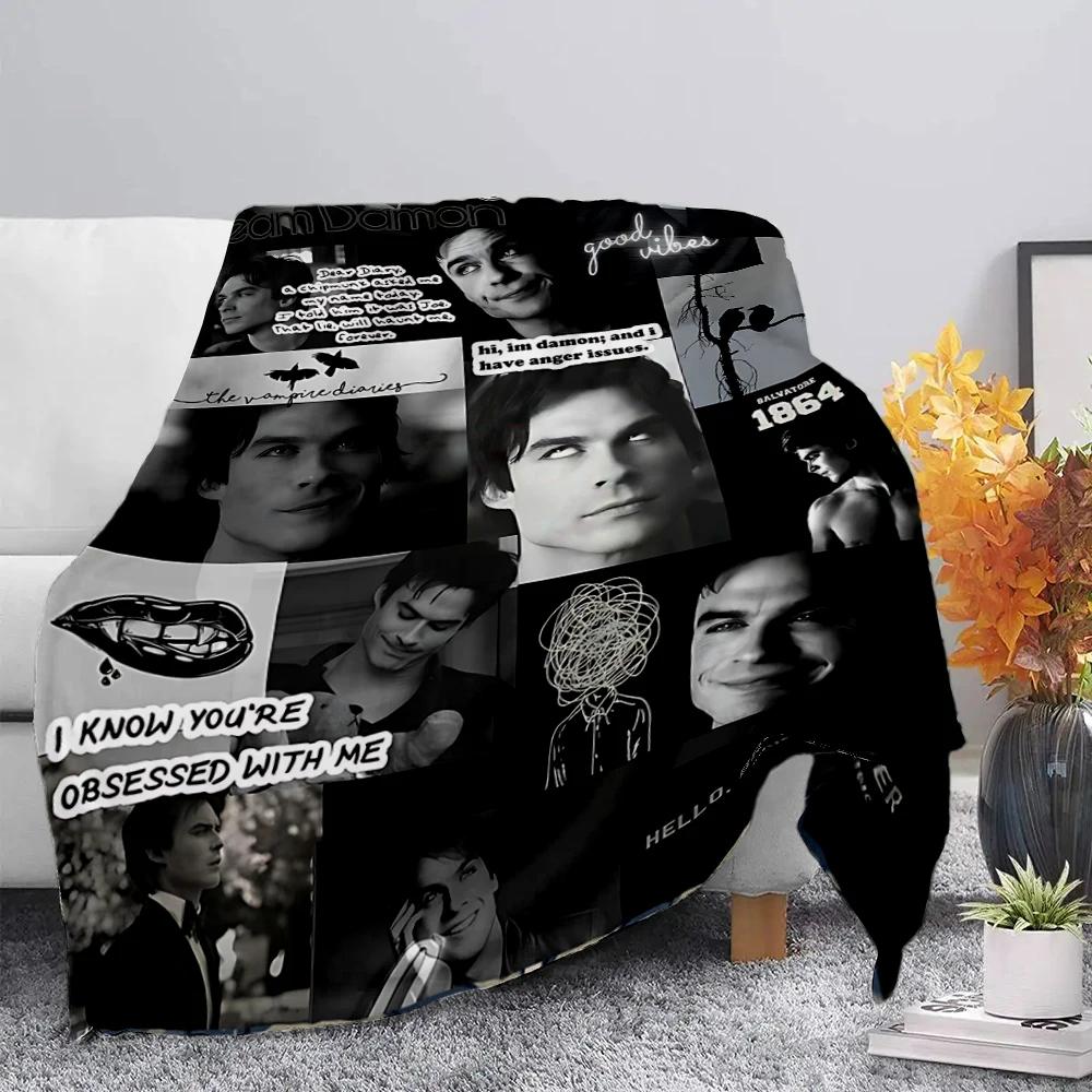 Damon Salvatore The Vampire Diaries Blanket Picnic Blankets Warm Blanket Soft And Comfortable Blanket Home Travel Birthday Gift