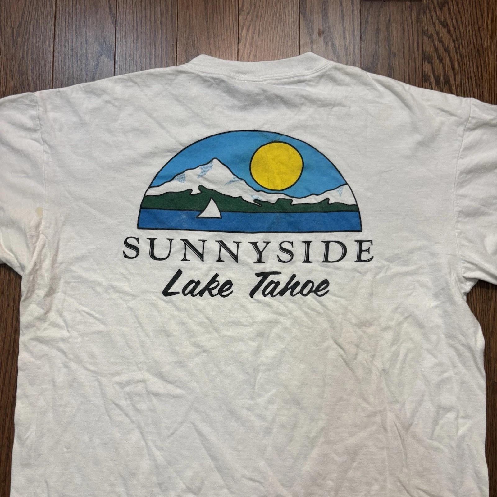 Vintage Sunnyside Lake Tahoe T Shirt Ski Snowboard Beach 90s Y2K Men’s XL Skate 4XL