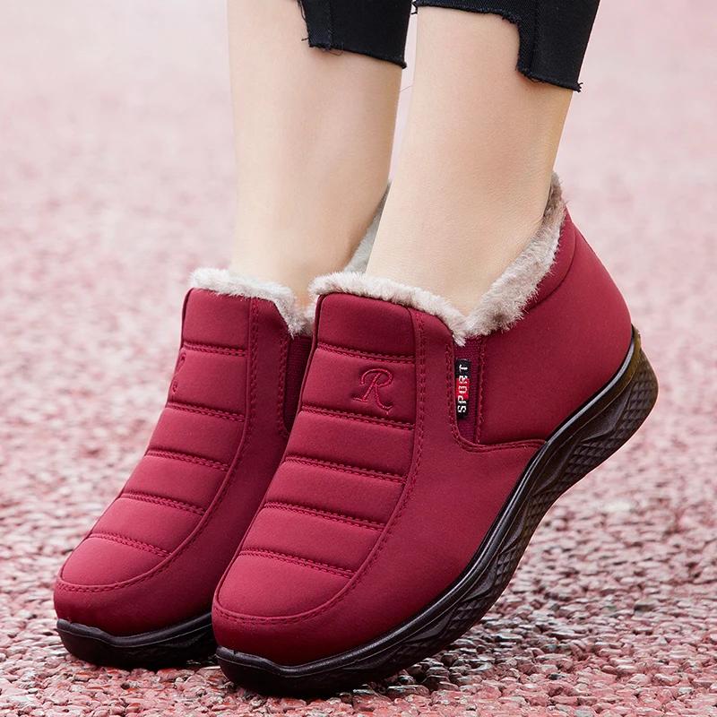 Women'S Shoes Snow Boots Ankle Woman  Trend Felt Waterproof Booties Winter Footwear Padded Man Low Heels Female Casual 44 45