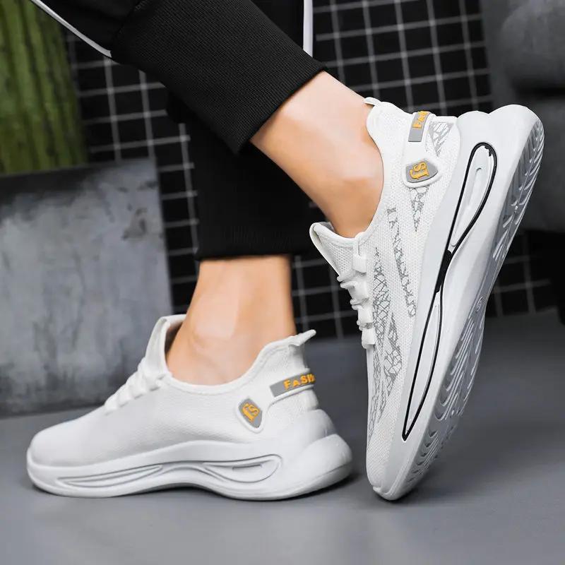 Men's Summer Fly Woven Breathable Casual Sneakers for Men New Sports Shoes Comfortable and Breathable White Shoes Zapatillas