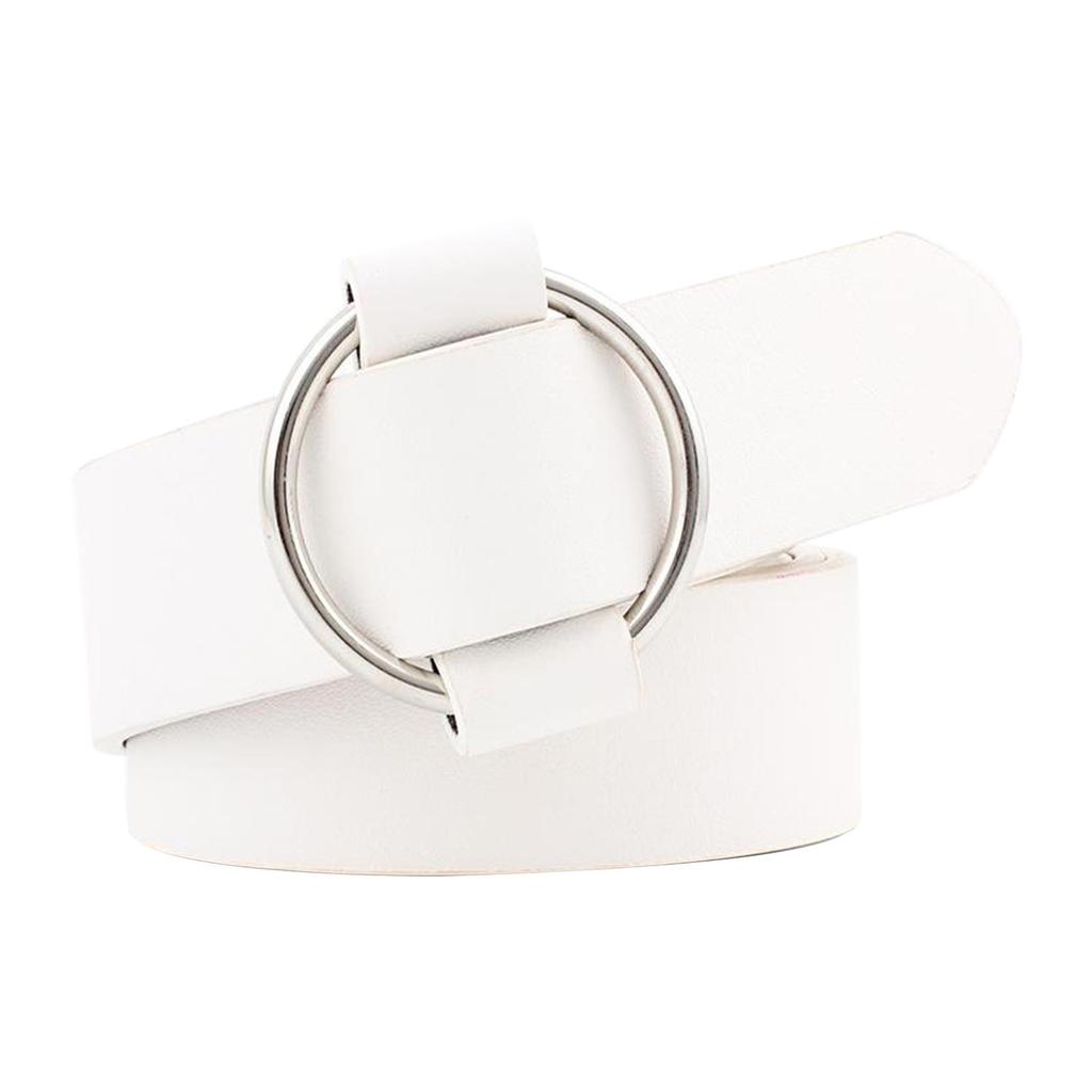 PU Leather Belts for Women PU Leather Waistband Circle Buckle No Prong