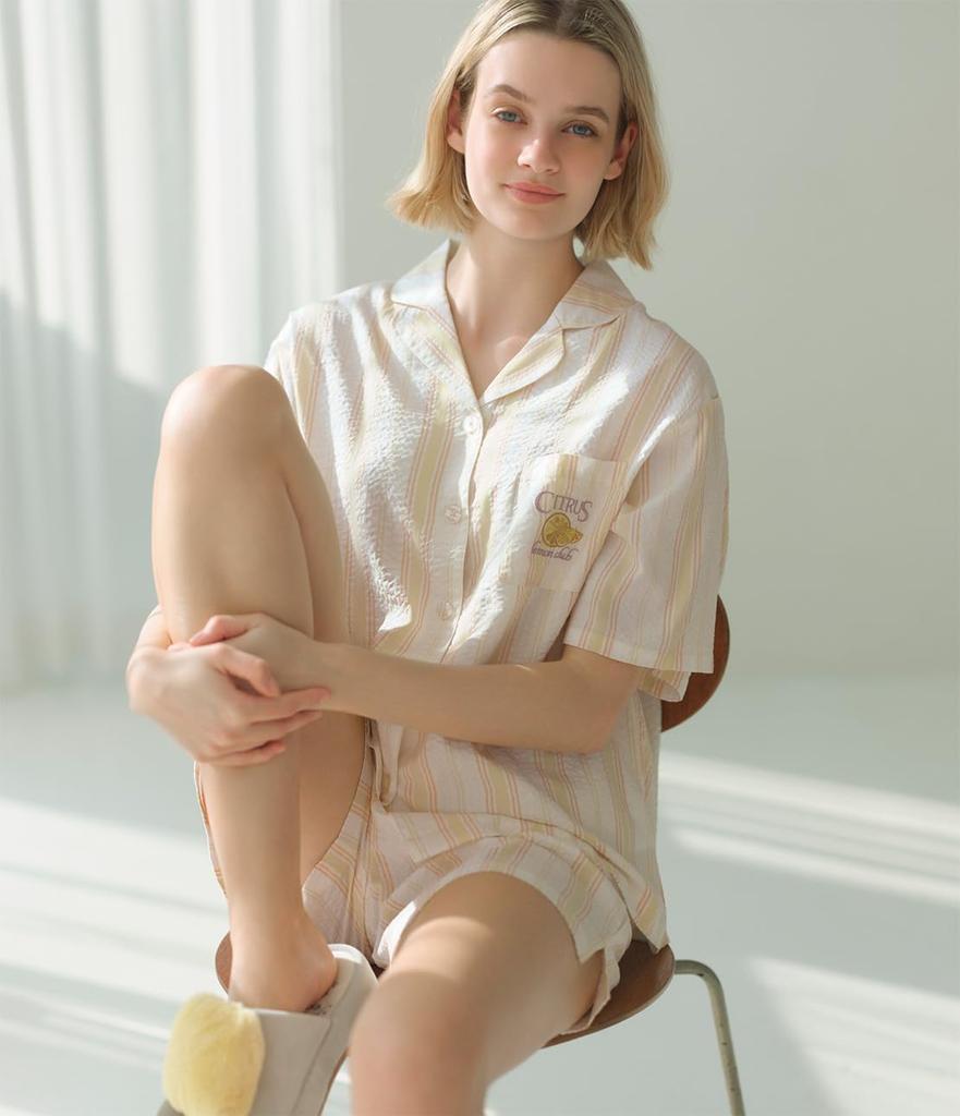 Peach John Easy Shirt One Summer Pajamas, Lemon, Size, Loungewear, Comfortable, Breathable, Non-sticky, Stylish, Cute,