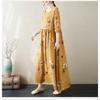 New Color Round Neck Retro Long Skirt Cotton Linen Dress