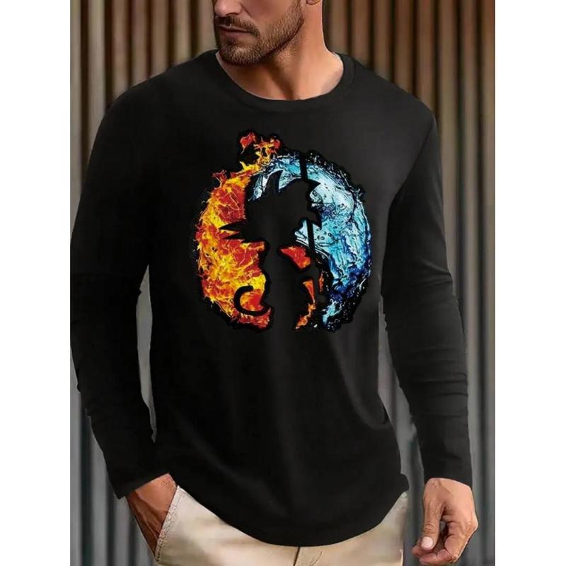 

Dragon Balls Crew Neck Long Sleeve Tee, Ribbed Cuffs & Hem, Solid Tan XXL чёрный