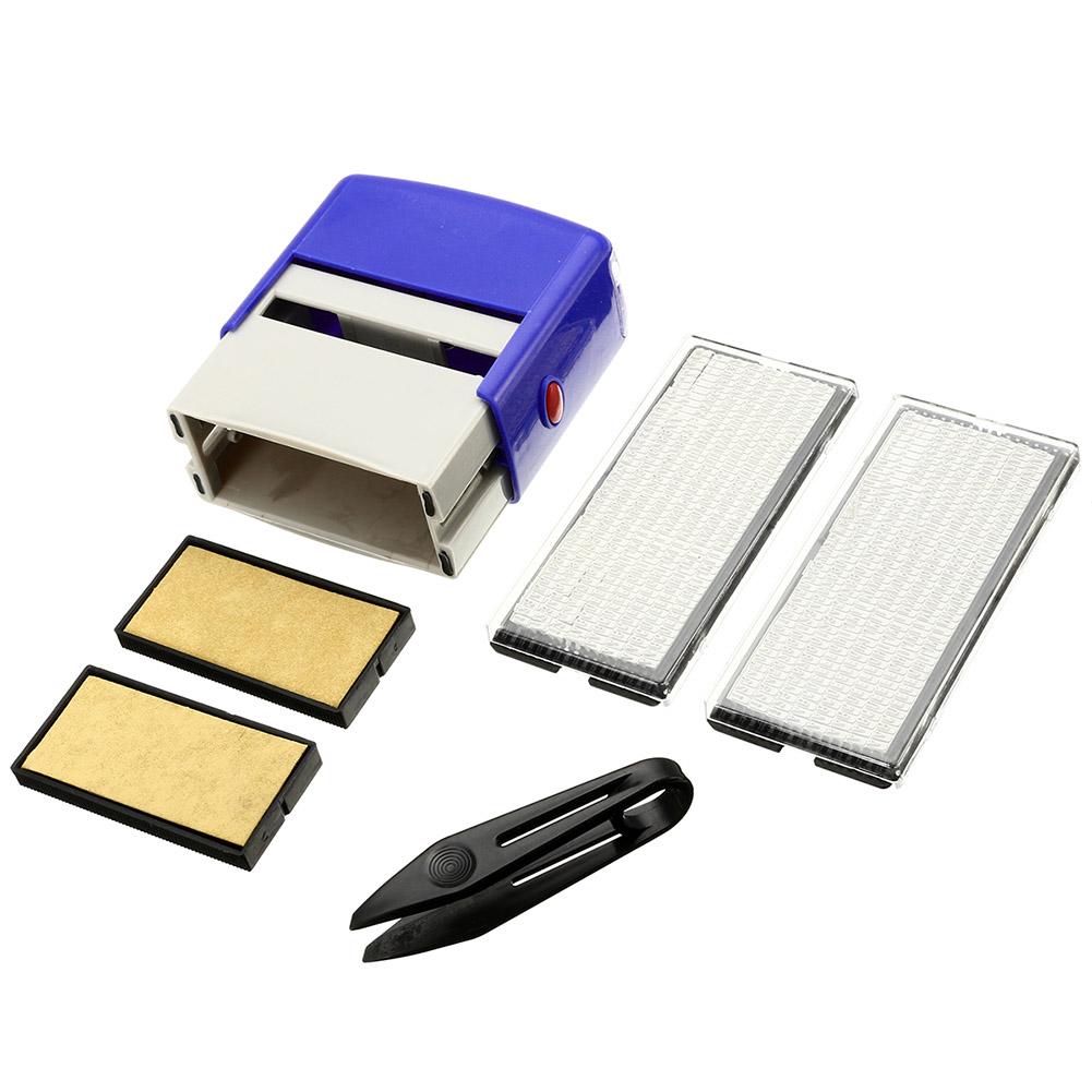 Self-Inking Stamp Set Custom Personalised DIY Business Name Number Address Printing Rubber Stamp + Tweezers Kit Office Supplies