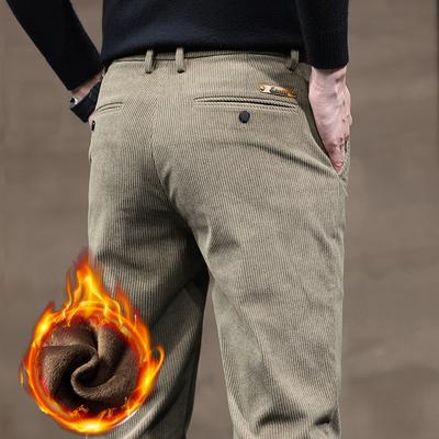 Winter New High-End Corduroy Casual Pants For Men With Thick Velvet And Versatile Loose Straight Leg Business Pants