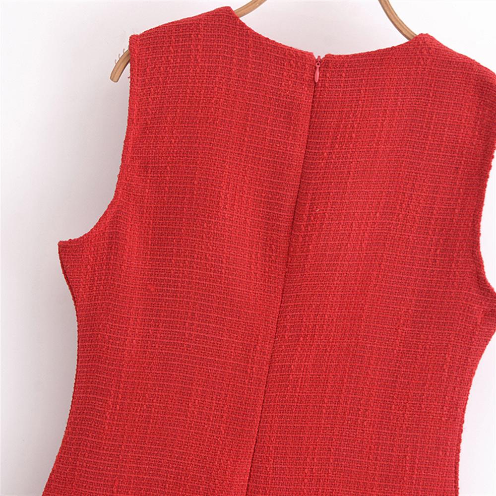 2025 Spring Women's Textured Slim Fit Sleeveless Dress