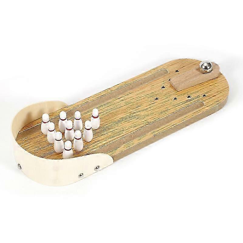 Wooden Mini Desktop Bowling Game Children's Toy Set Fun Indoor Parent-Child Interactive