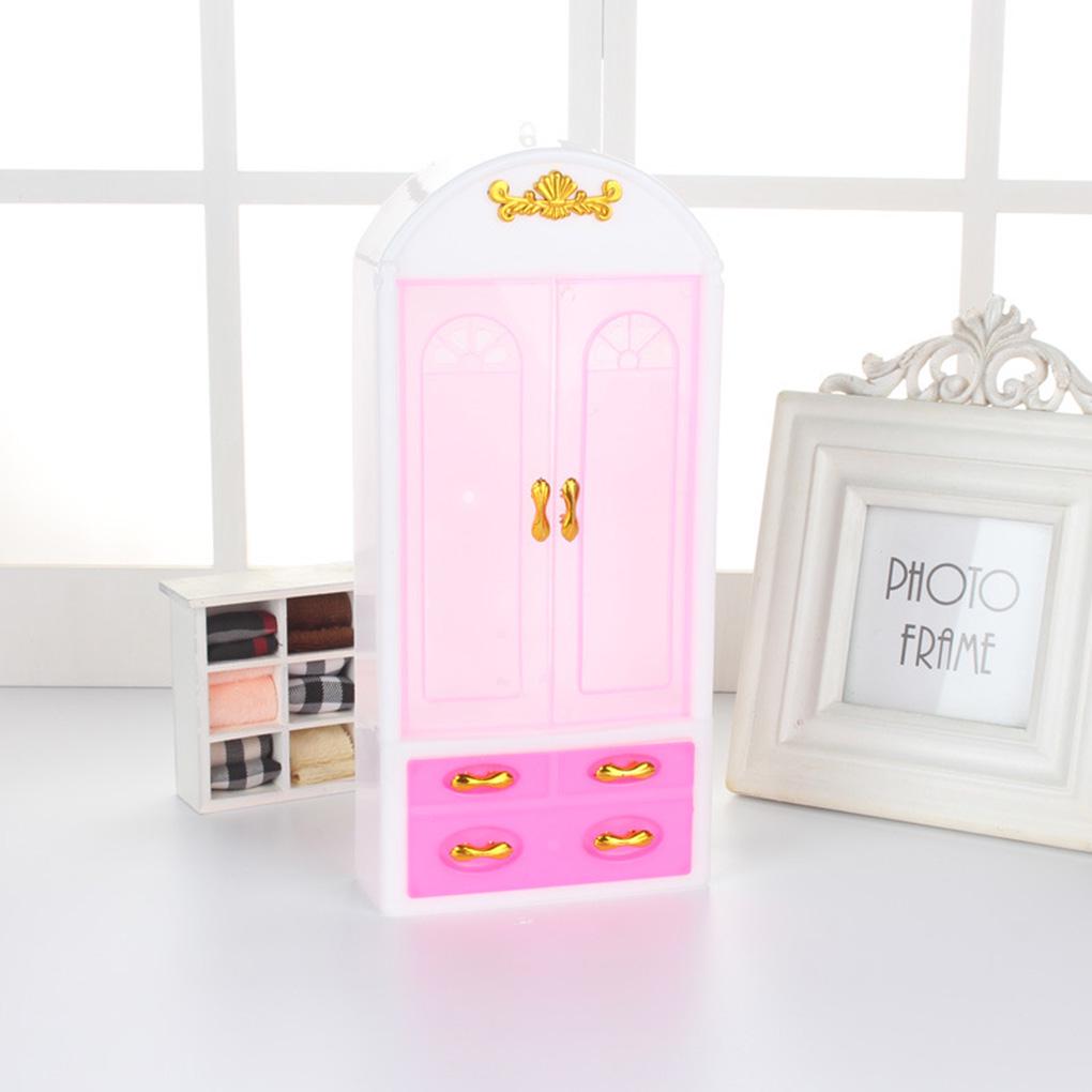Bomcomi Dollhouse Wardrobe Plastic Cabinet Bedroom Miniature Furniture Doll House Accessories Girls Toys Bomcomi Dollhouse Wardrobe Plastic Cabinet Bedroom Miniature Furniture Doll House Accessories Girls Toys