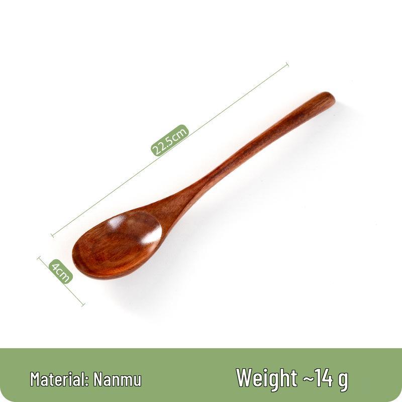 Cuillère à soupe japonaise Nanmu en bois petit - Bois massif pour remuer et boire la soupe