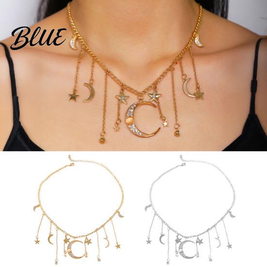 Ciondoli Collana con Stella e Luna Catena con Nappa Boho Choker