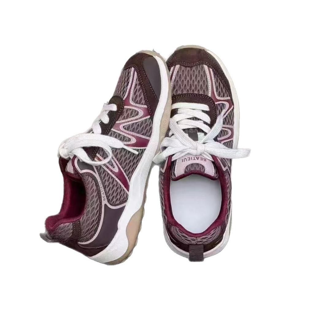 New Sports Dexun Shoes Women's 2025 Summer Mesh Breathable Platform Shoes Genuine Leather Forrest Gump Shoes Casual Dad Shoes Women