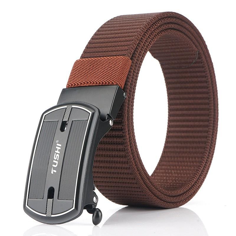 

3.5CM Outdoor Men s Belt Nylon Automatic Buckle Casual Fashionable All-match 120cm коричневий