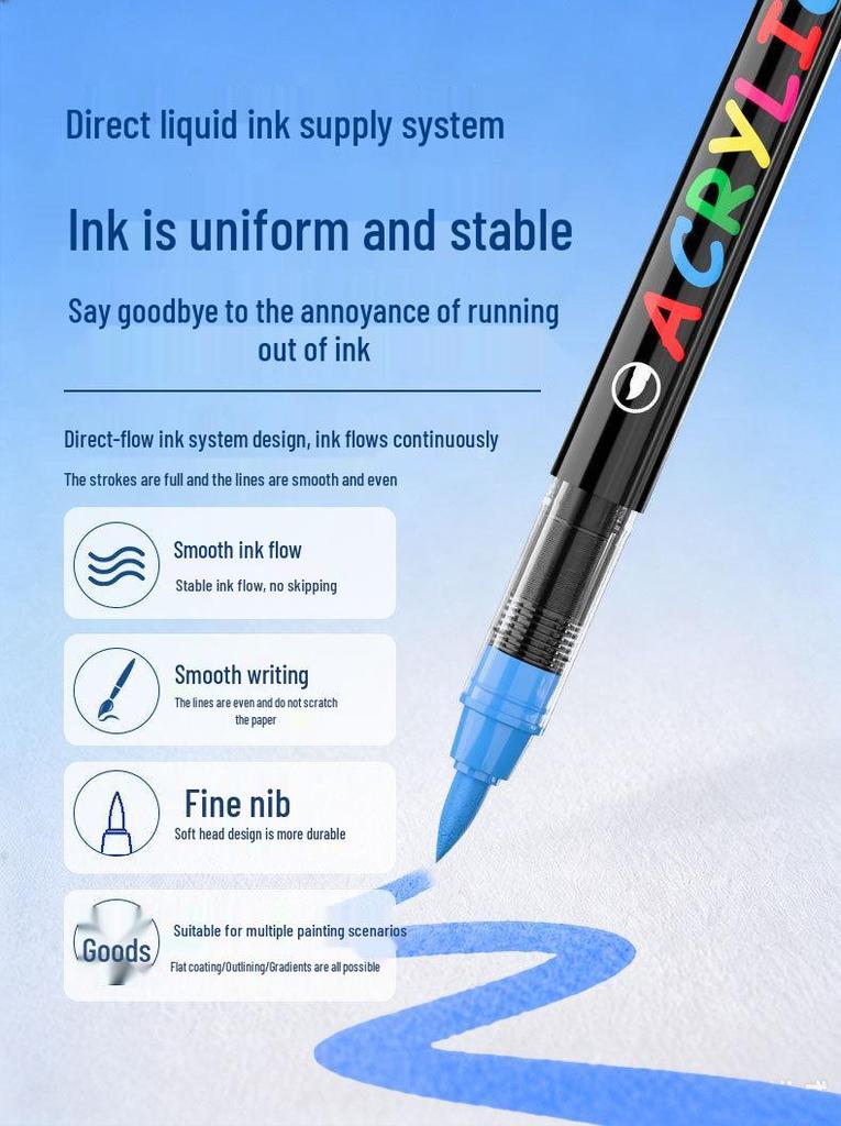 Kusai Stackable Quick-Drying Waterproof Soft Tip Acrylic Marker Pen