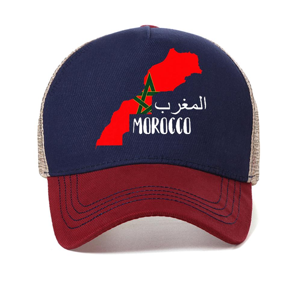 

Morocco Map Flag Graphic baseball cap Unisex Moroccan Unisex s Printed caps fashion summer Breathable sun hats mesh adjustable hat Adjustable