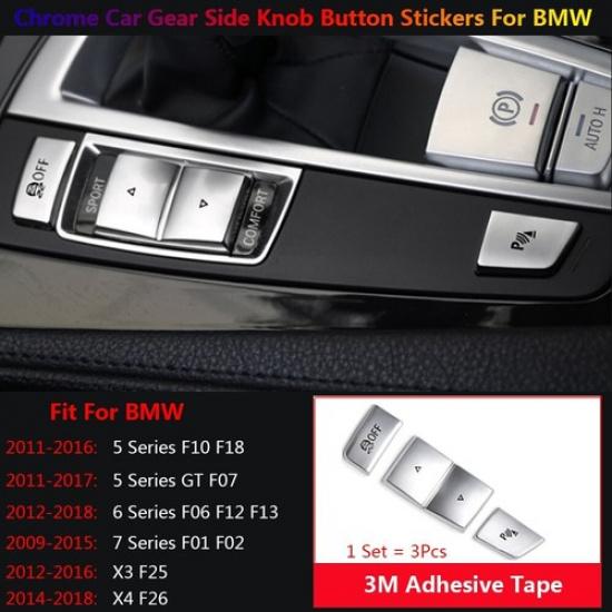 For BMW 5 6 7 Series F10 F07 F01 Car Gear Shift Knob Switch Button Cover Sticker