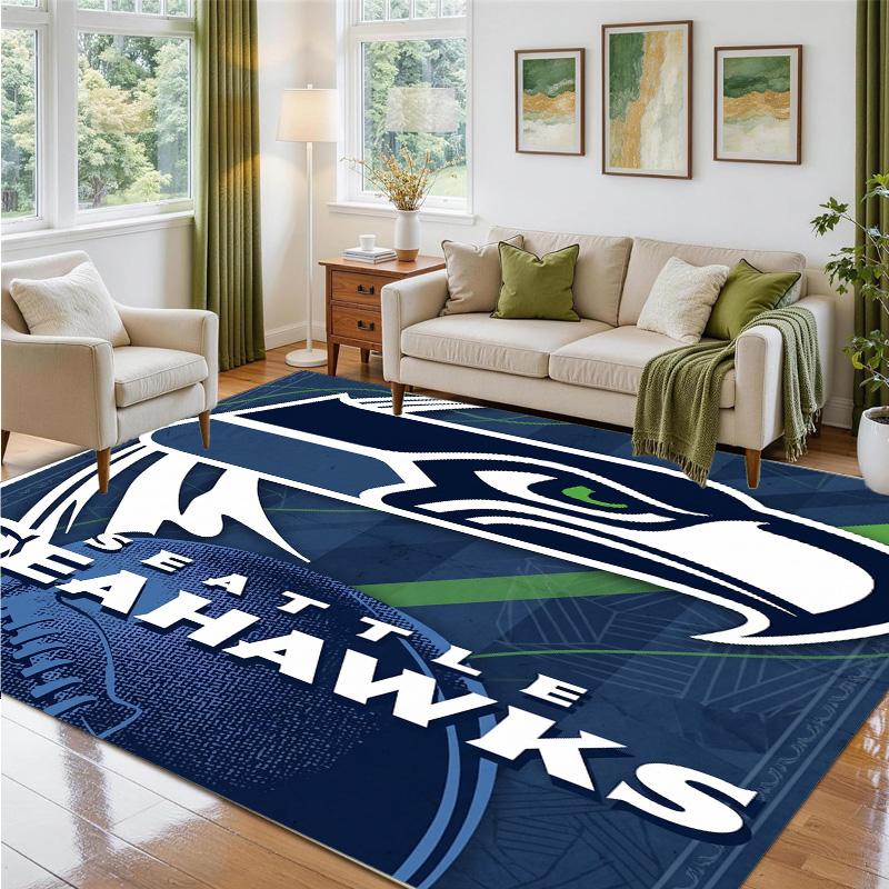 Seattle Seahawks Design Crystal Velvet Rug Soft Decorative Mat for Bedroom Entrance