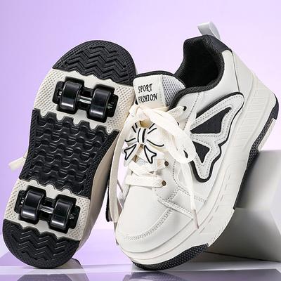 29-40 Scarponcini Sportivi a Quattro Ruote per Bambini Pattinaggio a Rotelle Pattini da Pattinaggio Studente Rimovibili Scarpe Sportive