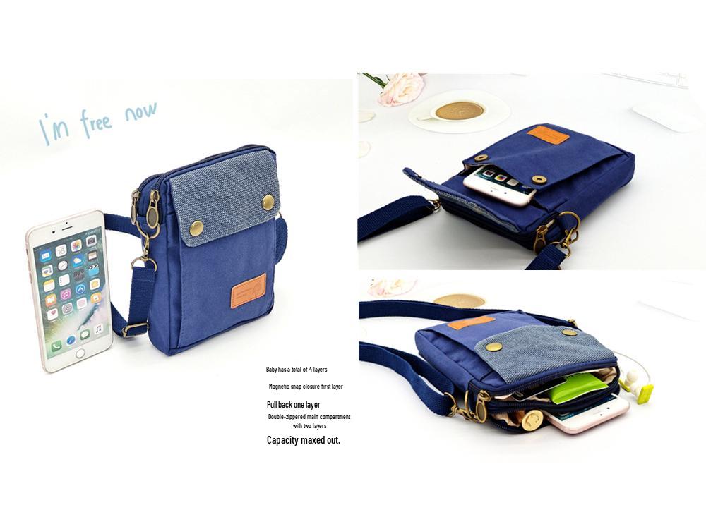 Damen Canvas 3-Reißverschluss Umhängetasche Handytasche - Lässig 2020 Neuer Stil 4-lagige Handtasche