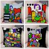 Geometric Cartoon Girl Decorative Pillowcase Living Room Office Ornaments Home Pillowcase