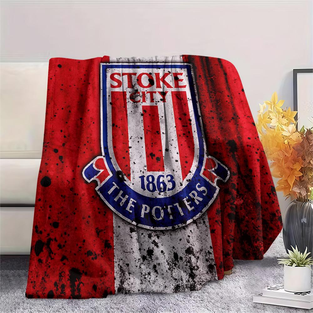 Stoke City Football Club Flanelldecke mit Aufdruck, Hohe Qualität, Bequem für alle Jahreszeiten, Heimdekoration, Wärme und Komfort