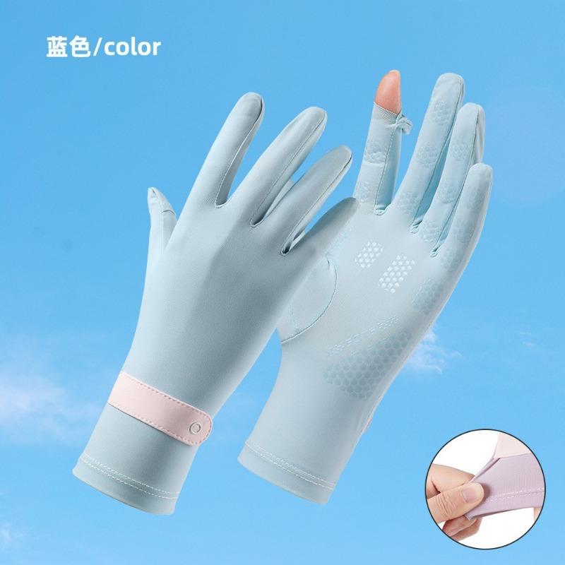 Sunscreen gloves Summer ice silk women's outdoor sports ice feeling thin breathable non-slip riding flip touch screen gloves