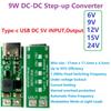 9W Mini Type-C USB DC 1V to 6V 9V 11V 11V 11V DC DC Boost Converter Step-up Module PWM PFM Voltage Regulator Board