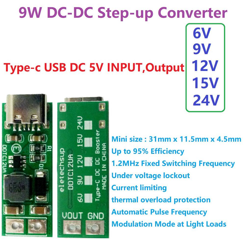 9W Mini Type-C USB DC 1V to 6V 9V 11V 11V 11V DC DC Boost Converter Step-up Module PWM PFM Voltage Regulator Board