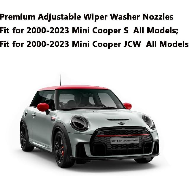 Premium Adjustable Wiper Washer Nozzles Non Heated Fit for Mini Cooper S JCW Cabrio Electric Clubman Countryman 2000- Front Windshield Washer Jet |