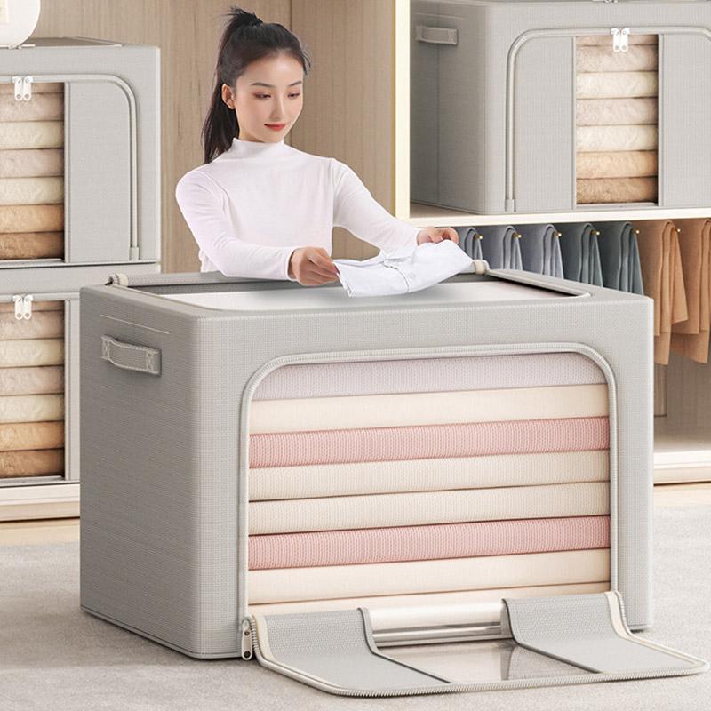 

24L 40x30x20cm Clothes Storage Bins with Foldable Sturdy Frame Household Closet Organizers No Window/Khaki