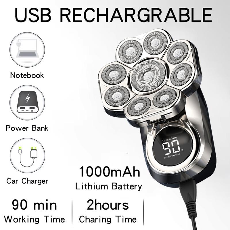 9 Blades Multi Grooming Kit Digital Display Electric Shaver Hair Trimmer Beard Razor Wet Dry Men Facial Shaving Machine