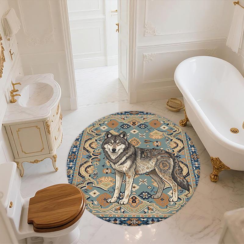 Vintage Pattern Animals,Round Area Rug,Carpet Rug for Living Room Bedroom Sofa Playroom Decor,Non-slip Floor Mat