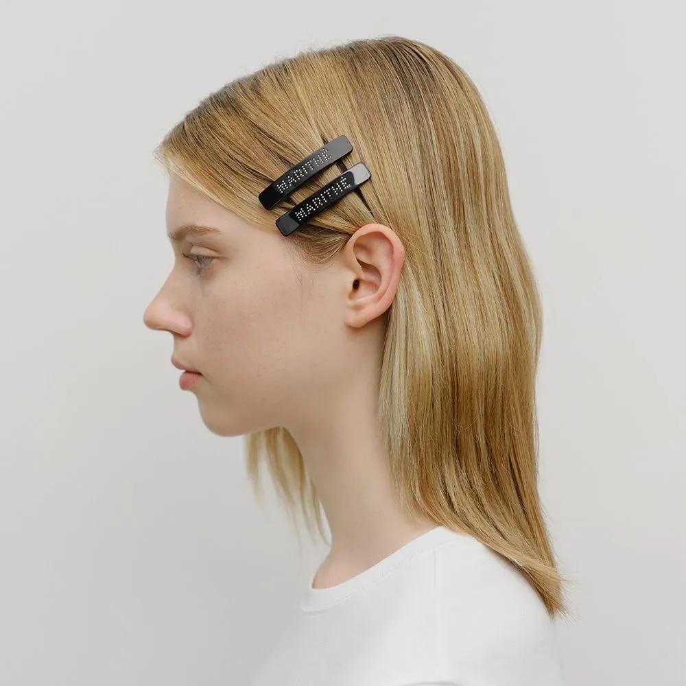 REGULAR LOGO METAL BALL HAIR PIN 2PACK black YOU