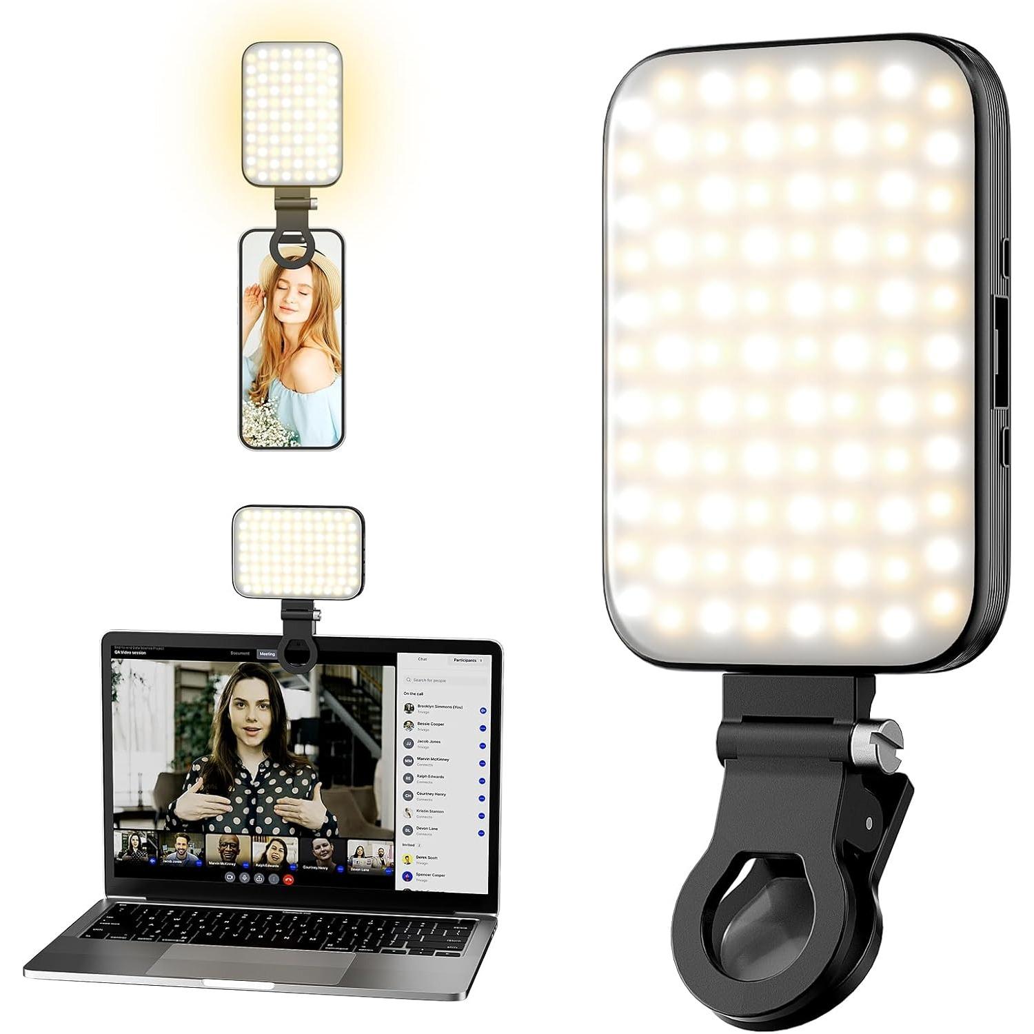 

Selfie Light – Rechargeable Phone Light Clip with Digital Display, 3 Light Modes & 10 Brightness Levels for TikTok, Vlog, Makeup, Zoom чорний