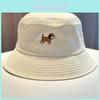 Cotton Embroidered Fisherman Hat With Cartoon Dog Embroidery Design For Women Summer Sun Protection Casual Style