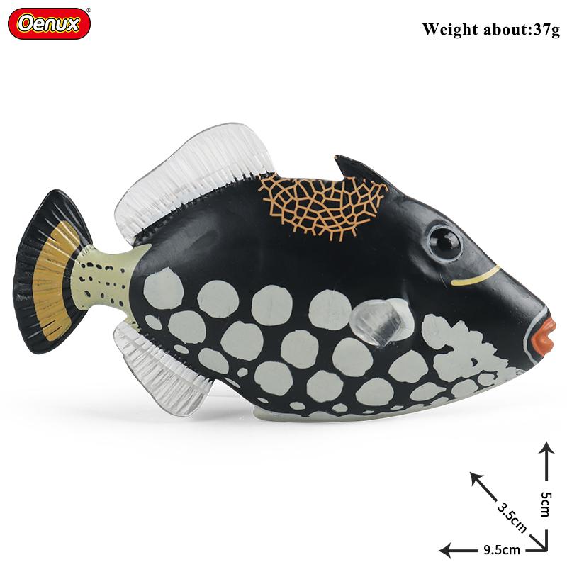 Oenux Sea Life Animals Model Action Figures Ocean Fish Sailfish Bass Grouper Salmon Aquarium Figurines PVC Educational Kids Toy
