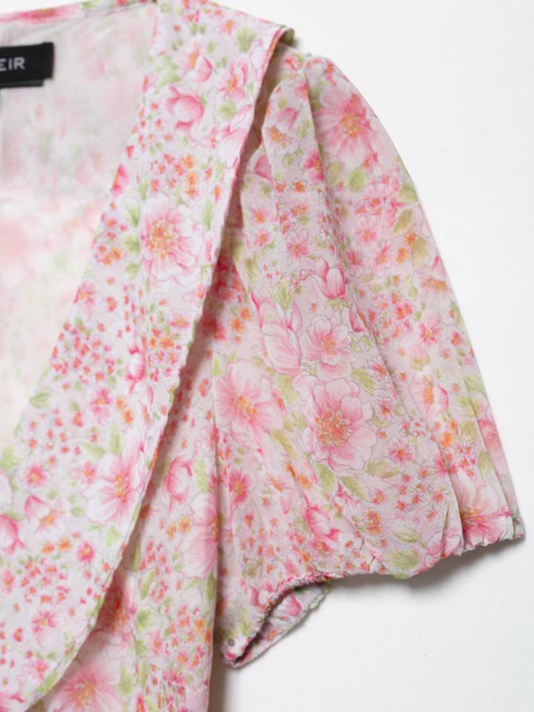 2025 Spring Women's Fashion: European & American Style Printed Short Dress with Round Turn-Down Collar