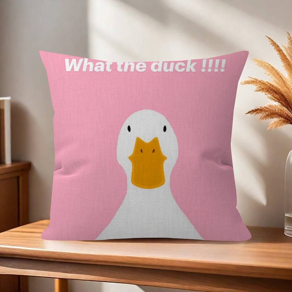 What The Duck Print Art Funny Decorative Room Aesthetics Pillow Case Home Decor Bedroom Sofa Bed Couch Pillow Cover 45x45