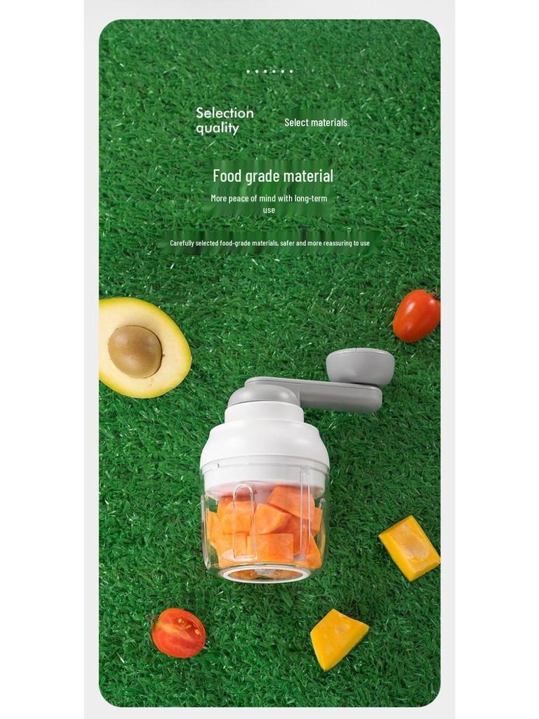 Manual Pull-Crank Garlic Press & Mincer: Compact Handheld Grinder & Chopper