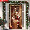 Christmas Santa Reindeer Door Flag Banner, Holiday Vertical Porch Garden Hanging Decor, Polyester 70.8x35.4 In for New Home Front Door
