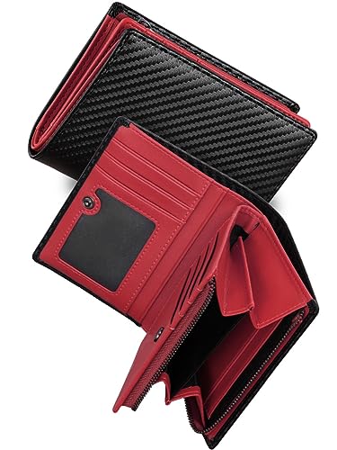 

GSG Men s Carbon Leather Bifold Wallet, Popular Brand Leather, Large Capacity, 19 Card Slots, Zippered Coin Purse, Foldable Design, Perfect Gift for M