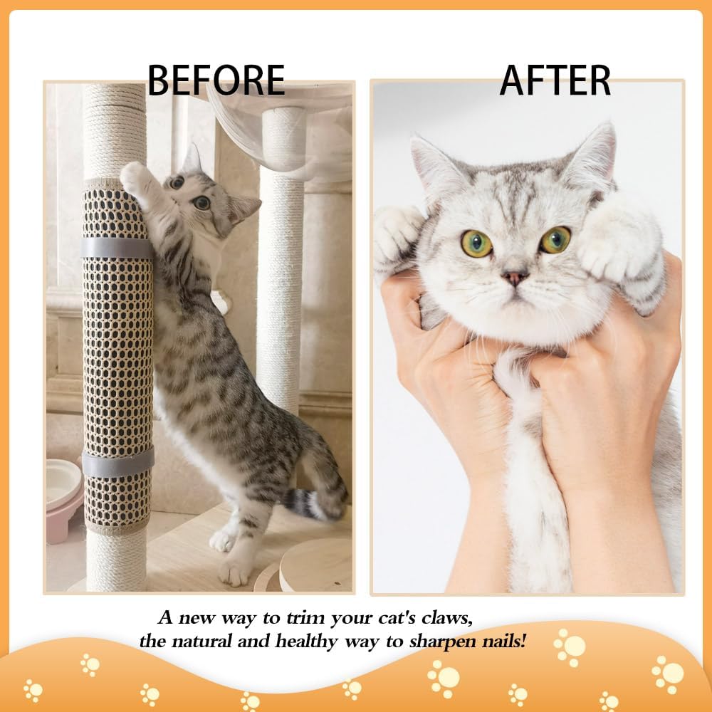 Cat Nail File Scratcher, Cat Scratch Pad Wrapped Around a Cat Scratching Post, Nail File for Cats with 80 Aluminum Oxide Grit, Cat Nail File Can Help