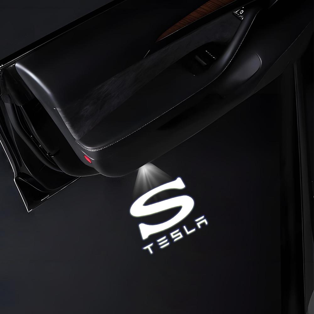 Car Door LED Logo Projector Puddle Lights HD Welcome Light 3D Laser Ghost Shadow Light Auto Accessories For Tesla Model Y 3 S X