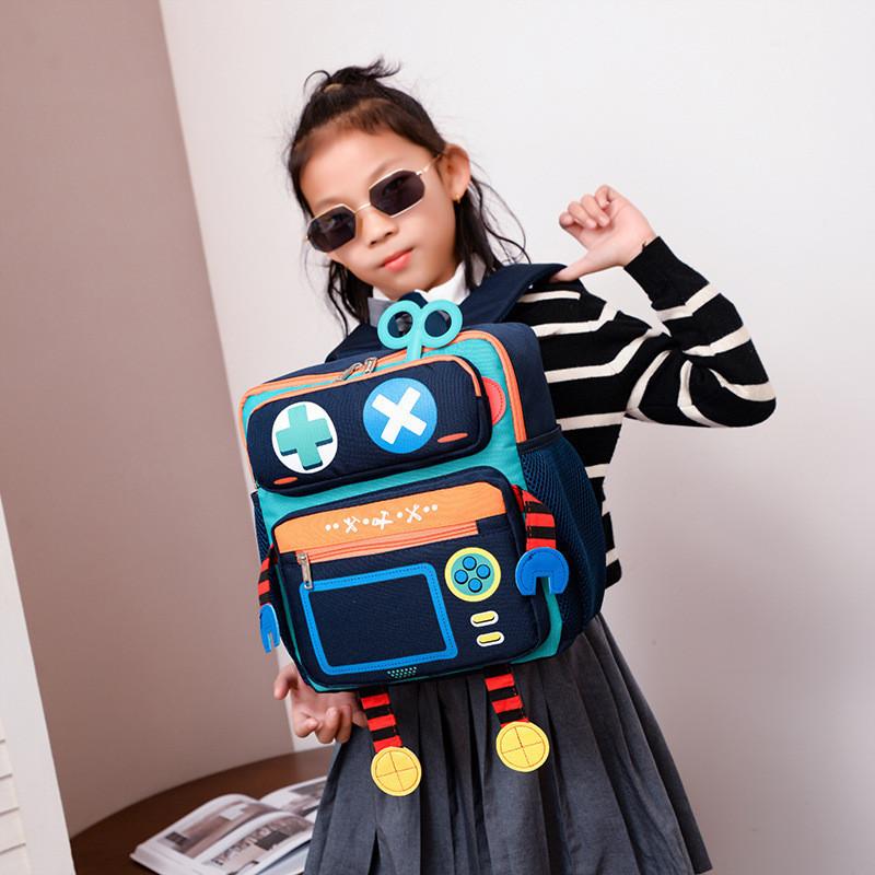 Adorable Cartoon Robot Backpack For Kids Durable Nylon School Bag Cute Design