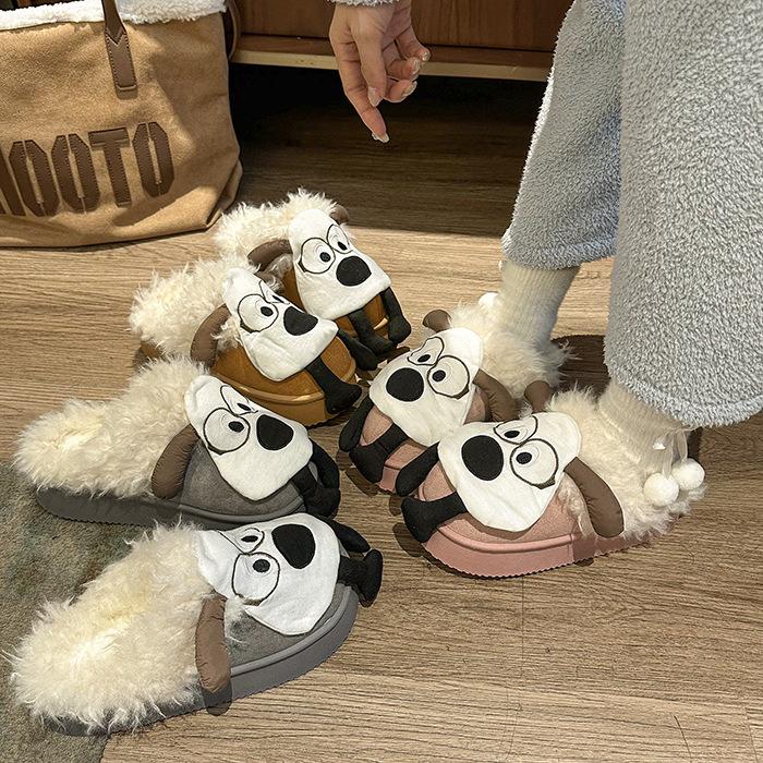 Women's cartoon padded cold warm thick bottom lightweight hiking mountaineering waterproof non-slip sports snow boots cotton slippers