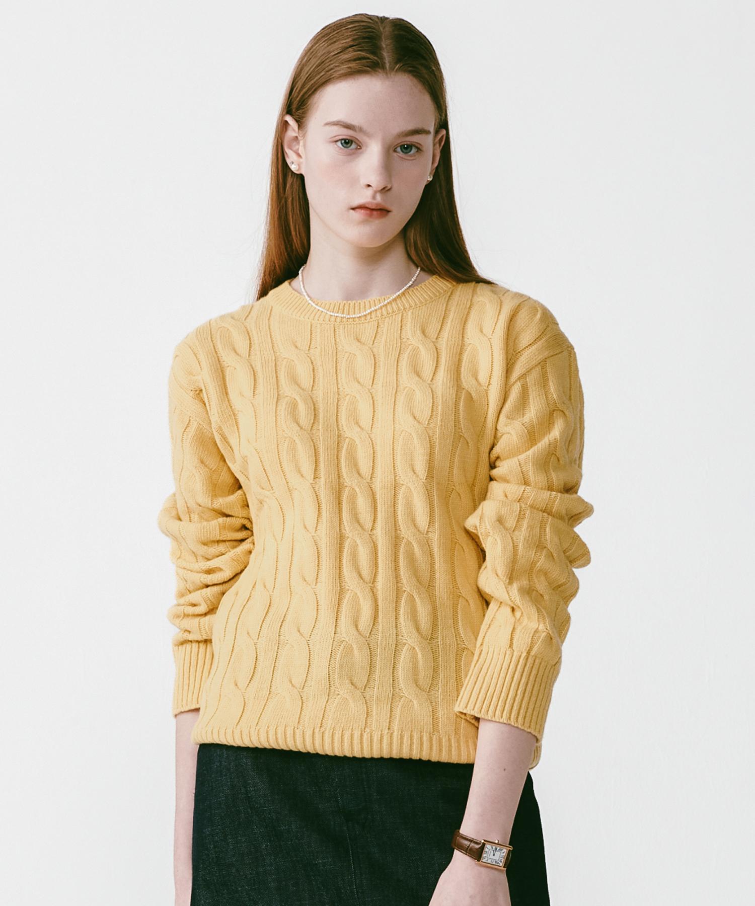 Rosiro Round Cable Knit [Yellow] M